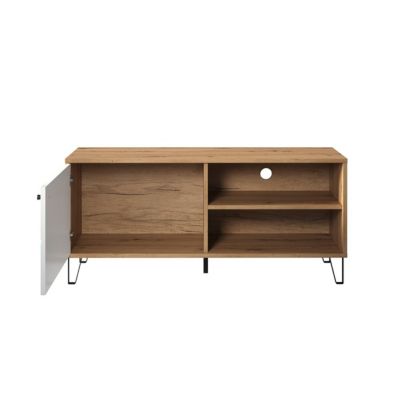 Meuble TV - Mélaminé chêne- Naturel-blanc - 123 - 56 - 40 cm