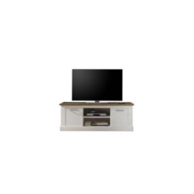 Meuble TV - Mélaminé-Mélaminé - Blanc-Naturel - 160 - 60 - 52 cm