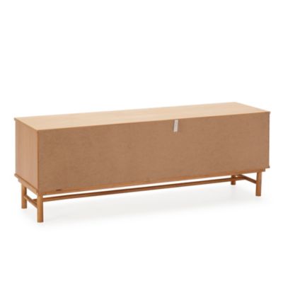 Meuble TV Magnus 2 Portes Coulissantes Couleur Gris, Bois Massif, 140 cm (Largeur)