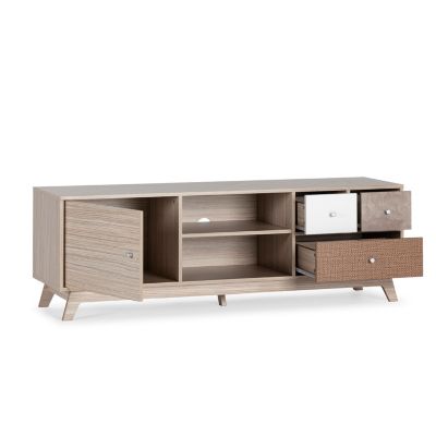 Meuble TV Maia 1 porte et 3 tiroirs multicolores
