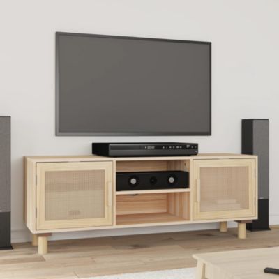 Meuble TV Marron 105x30x40 cm Bois de pin massif rotin l - Prolenta Premium