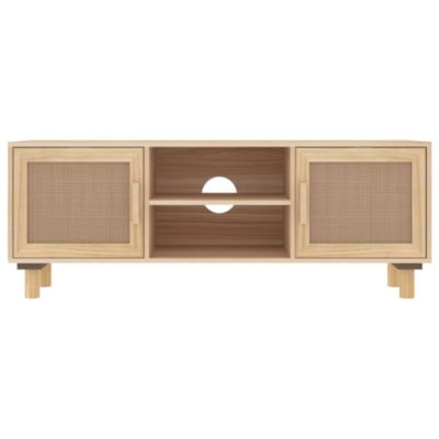 Meuble TV Marron 105x30x40 cm Bois de pin massif rotin l - Prolenta Premium