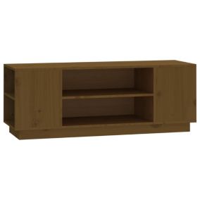 Meuble TV Marron miel 110x35x40,5 cm Bois de pin massif - Prolenta Premium