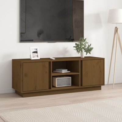 Meuble TV Marron miel 110x35x40,5 cm Bois de pin massif - Prolenta Premium