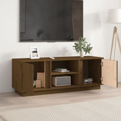 Meuble TV Marron miel 110x35x40,5 cm Bois de pin massif - Prolenta Premium