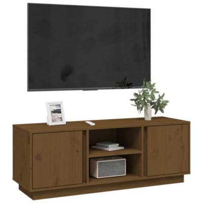Meuble TV Marron miel 110x35x40,5 cm Bois de pin massif - Prolenta Premium