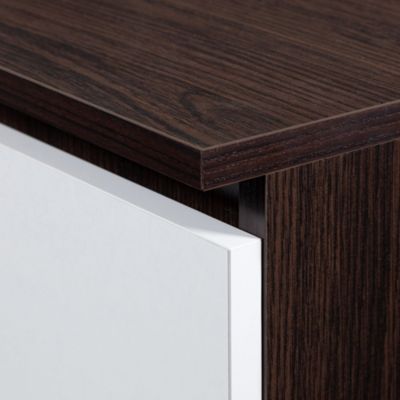 meuble tv marron porte blanche 160 cm 2 portes 2 étagères 160x40x33 cm