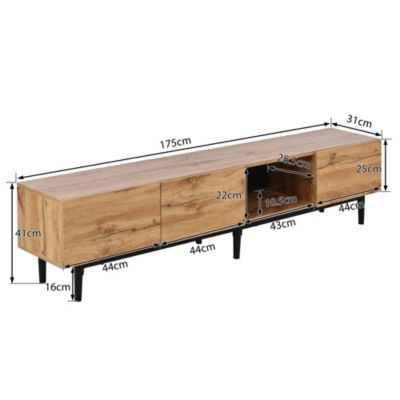 Meuble TV Moderne avec LED et Compartiments ouverts, Structure MDF Robuste, design Contemporain - Naturel