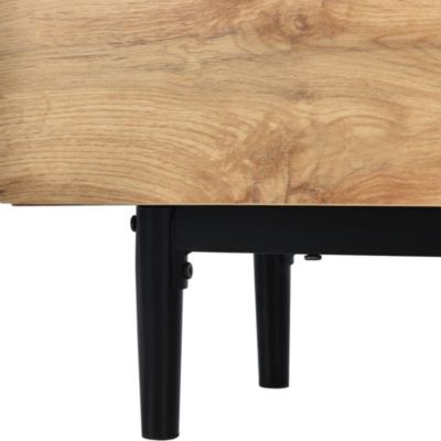 Meuble TV Moderne avec LED et Compartiments ouverts, Structure MDF Robuste, design Contemporain - Naturel