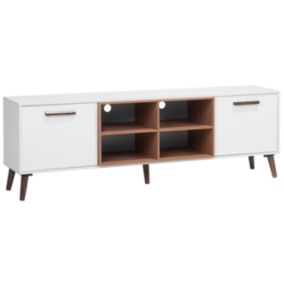 Meuble TV moderne blanc et marron ALLOA