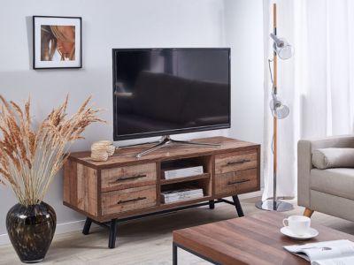 Meuble TV moderne en bois foncé avec 4 tiroirs ATLANTA