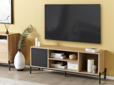 Meuble TV moderne en mdf bois clair MOINES
