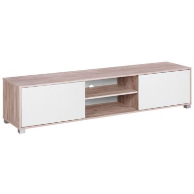Meuble TV moderne en panneau de particules de bois bois clair LINCOLN