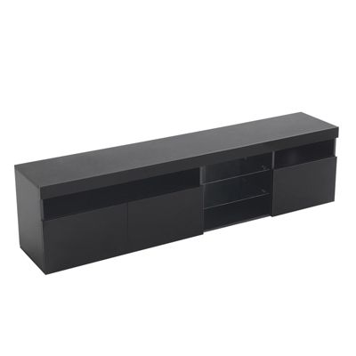Meuble TV Moderne Noir 180 Cm, Robuste Et Fiable, Éclairage LED Variable, Adapté Au Salon