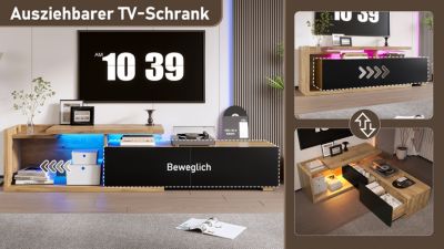 Meuble TV Modulaire Et Extensible - Avec LED Et Module Mobile - Jusqu'à 2 M De Longueur