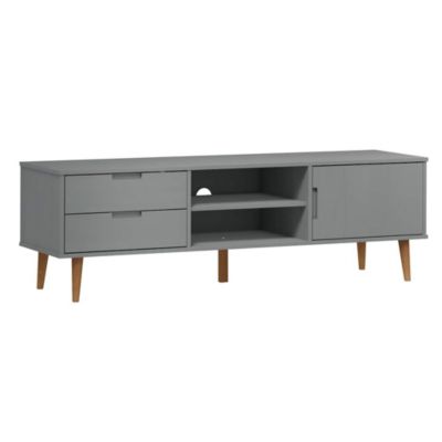 Meuble TV MOLDE Gris 158x40x49 cm Bois de pin massif - Prolenta Premium