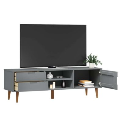 Meuble TV MOLDE Gris 158x40x49 cm Bois de pin massif - Prolenta Premium