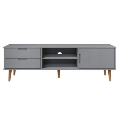 Meuble TV MOLDE Gris 158x40x49 cm Bois de pin massif - Prolenta Premium