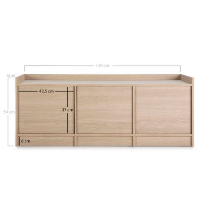 Meuble TV Moscu avec 3 Portes, Couleur Chêne, 139 cm (Largeur)