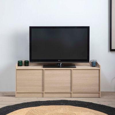 Meuble TV Moscu avec 3 Portes, Couleur Chêne, 139 cm (Largeur)