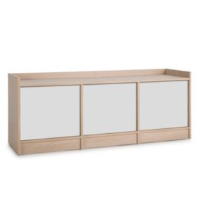 Meuble TV Moscu avec 3 Portes, Couleur Chêne Blanc, 139 cm (Largeur)