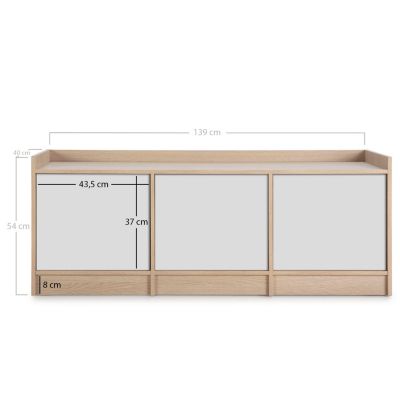 Meuble TV Moscu avec 3 Portes, Couleur Chêne Blanc, 139 cm (Largeur)