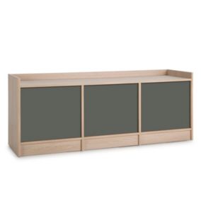 Meuble TV Moscu avec 3 Portes, Couleur Chêne/Gris, 139 cm (Largeur)