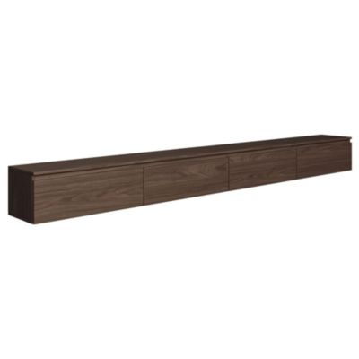 Meuble TV mural aspect bois noyer avec 4 abattants 300 cm BEMMI