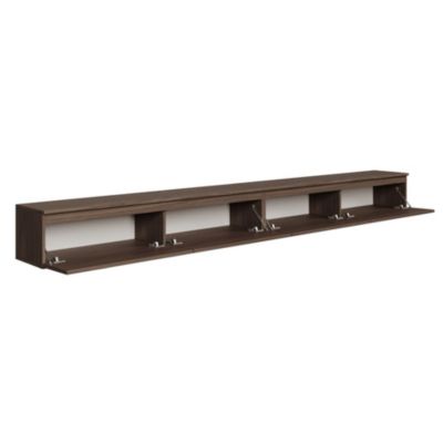Meuble TV mural aspect bois noyer avec 4 abattants 300 cm BEMMI