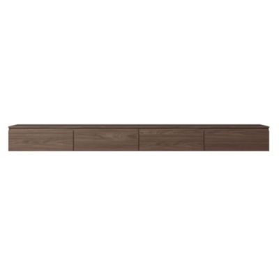 Meuble TV mural aspect bois noyer avec 4 abattants 300 cm BEMMI
