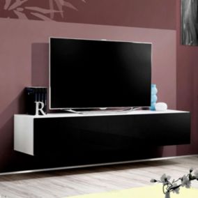 Meuble TV Mural Design "Fly I" 160cm Noir & Blanc