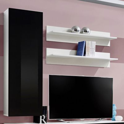 Meuble TV Mural Design "Fly I" 170cm Noir & Blanc