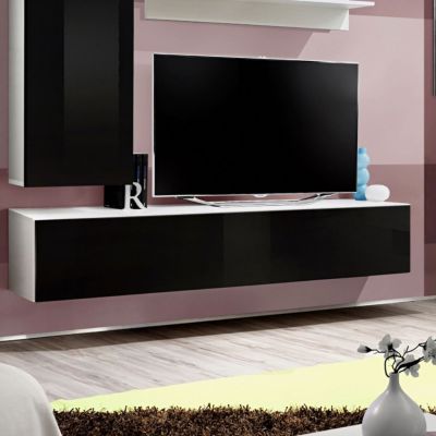 Meuble TV Mural Design "Fly I" 170cm Noir & Blanc