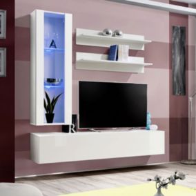 Meuble TV Mural Design "Fly II" 170cm Blanc