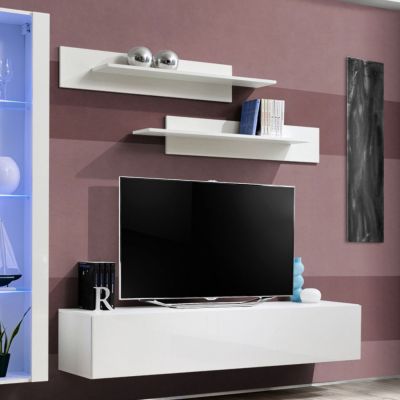 Meuble TV Mural Design "Fly II" 210cm Blanc
