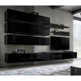 Meuble TV Mural Design "Fly IX" 320cm Noir