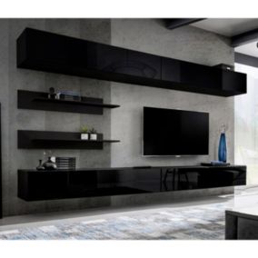 Meuble TV Mural Design "Fly VI" 320cm Noir