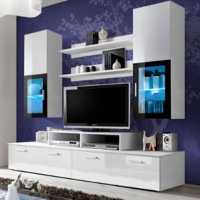 Meuble TV Mural Design "Mini" 200cm Blanc