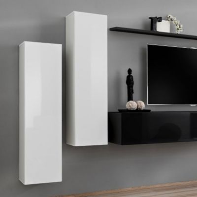 Meuble TV Mural Design "Switch I" 330cm Blanc & Noir