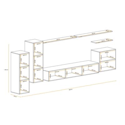 Meuble TV Mural Design "Switch I" 330cm Blanc & Noir