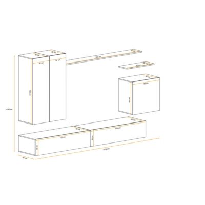 Meuble TV Mural Design "Switch II" 270cm Naturel & Blanc