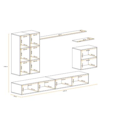 Meuble TV Mural Design "Switch II" 270cm Naturel & Blanc