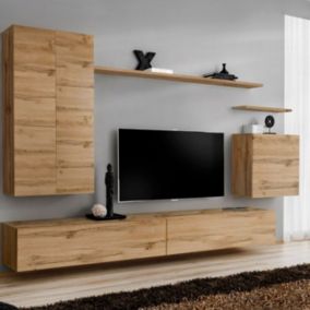 Meuble TV Mural Design "Switch II" 270cm Naturel