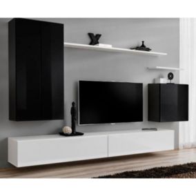 Meuble TV Mural Design "Switch II" 270cm Noir & Blanc