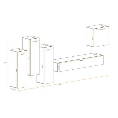 Meuble TV Mural Design "Switch III" 330cm Blanc & Gris