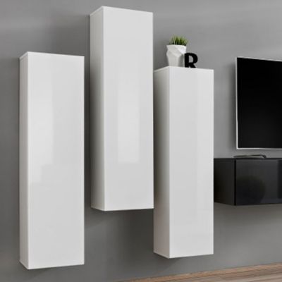 Meuble TV Mural Design "Switch III" 330cm Blanc & Noir