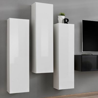 Meuble TV Mural Design "Switch III" 330cm Blanc & Noir