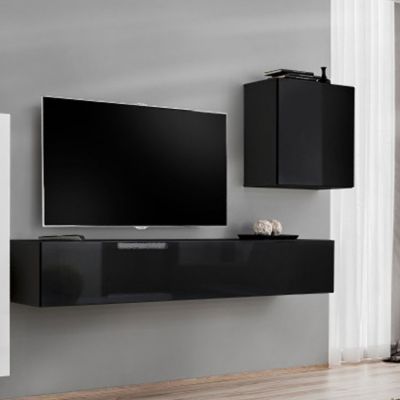 Meuble TV Mural Design "Switch III" 330cm Blanc & Noir