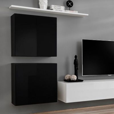 Meuble TV Mural Design "Switch IV" 320cm Noir & Blanc