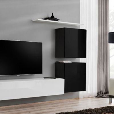 Meuble TV Mural Design "Switch IV" 320cm Noir & Blanc